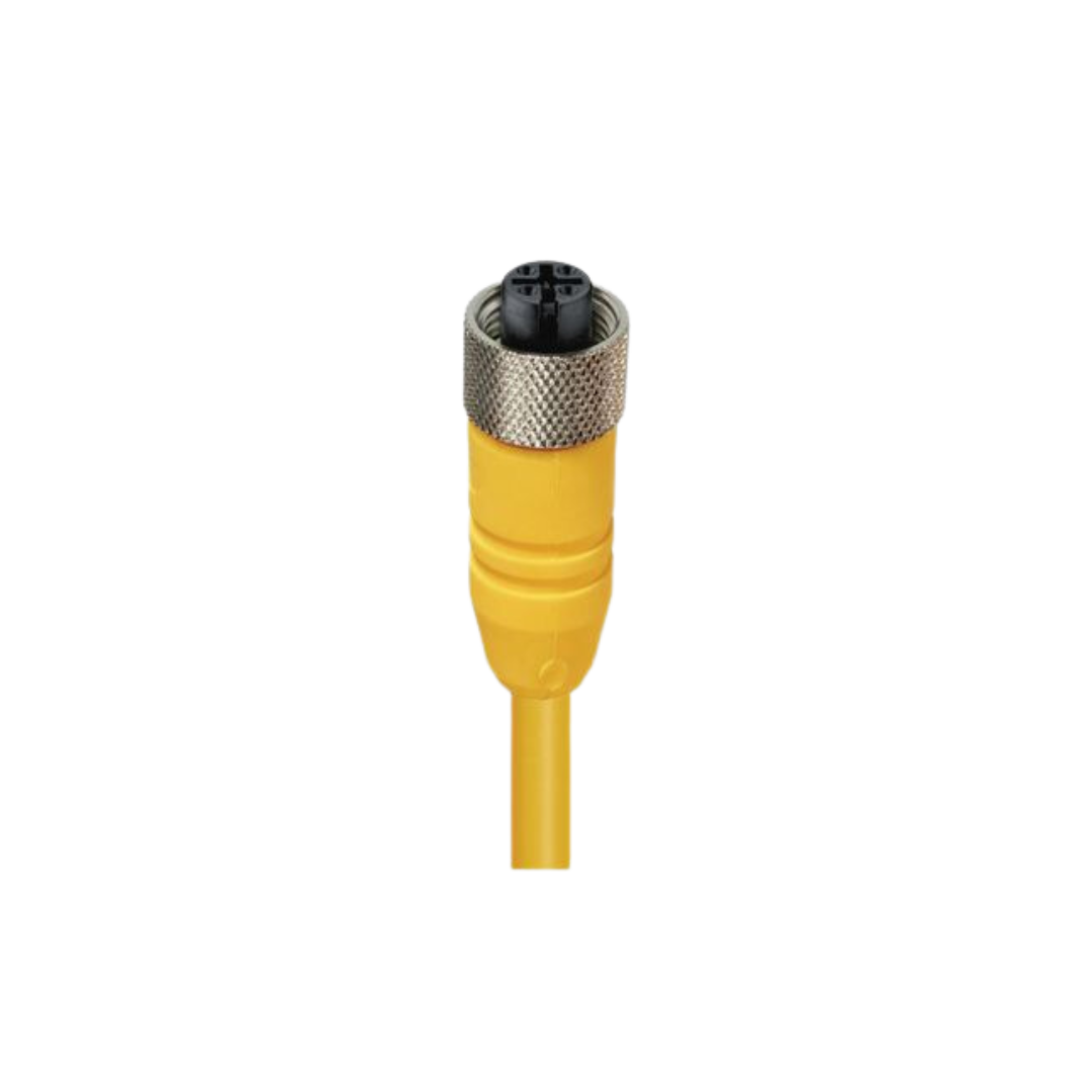 M12 A-coded female yellow body PUR Yellow